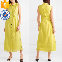Vente chaude ceinturée sans manches jaune chemise d'été robe Fabrication en gros Fashion femmes vêtements (TA0300D)